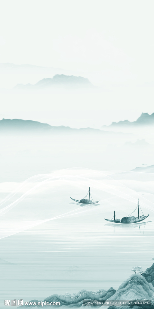 最新中式玄关山水画