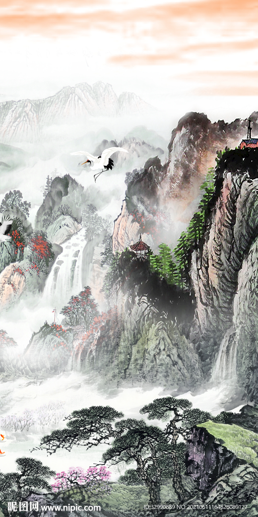 国画中式山水画文件分层 