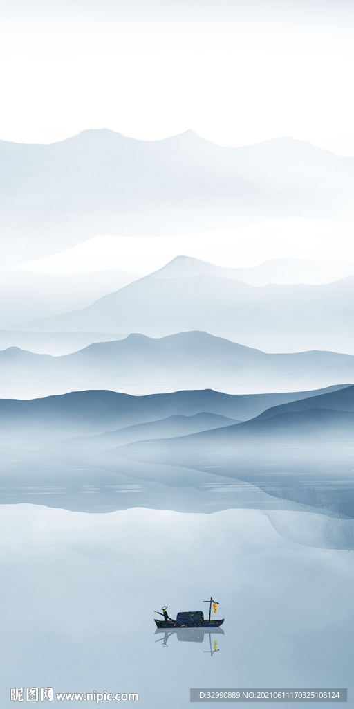 中式新款山水画 文件分层 