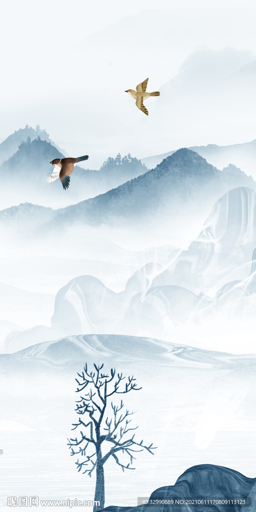 大气中式山水画