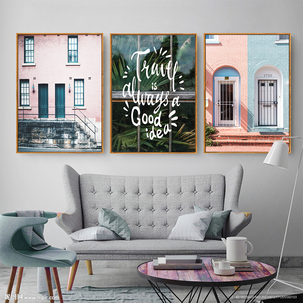 北欧装饰画北欧照片墙建筑装饰画