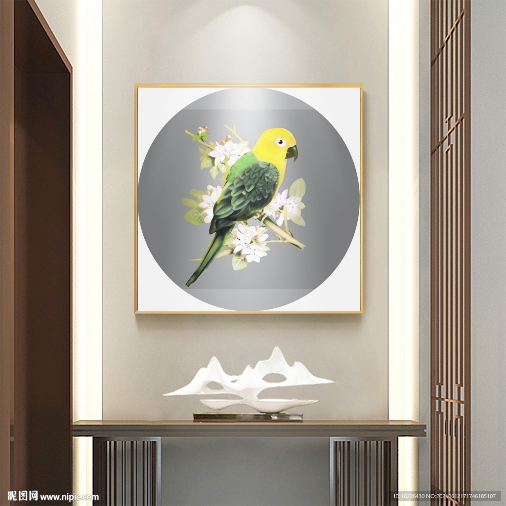 现代简约轻奢鸟类鹦鹉装饰画