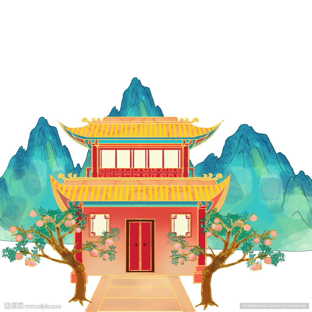 卡通风景山脉装饰建筑元素