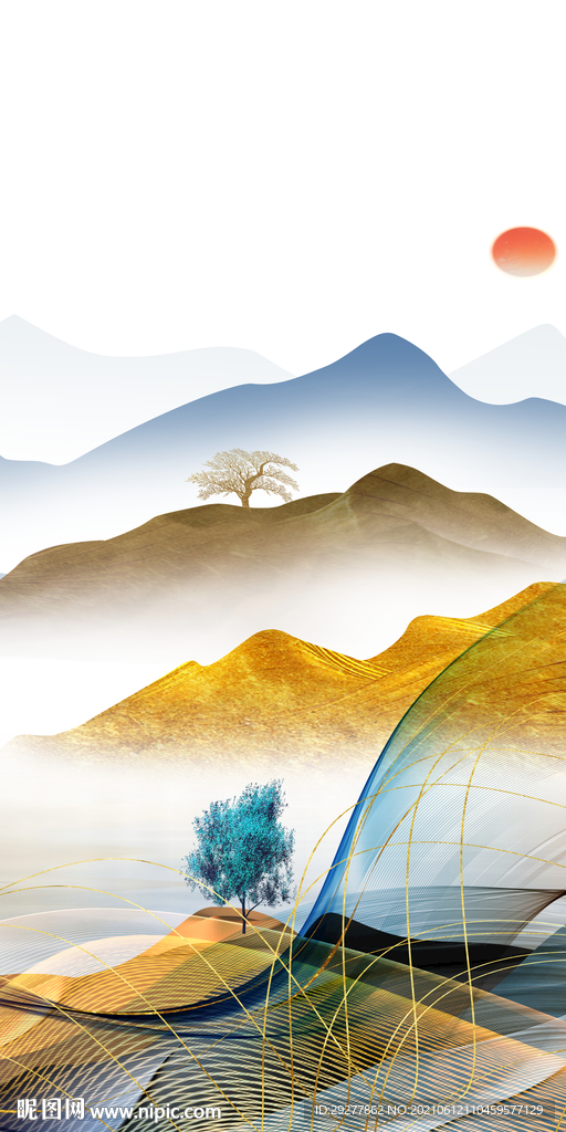 高档山水玄关画 TIF分层画