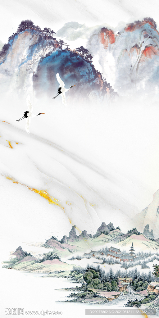 中式玄关山水 分层TIF文件