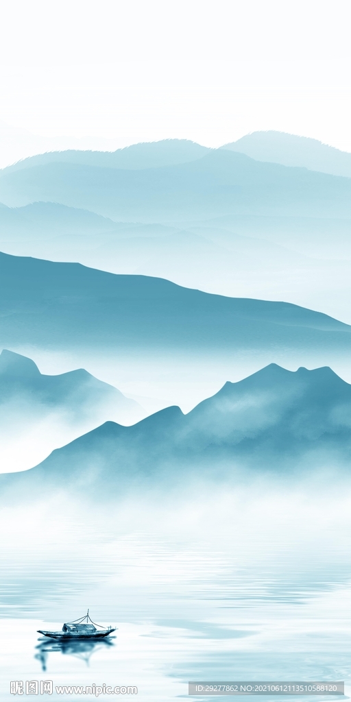 水墨新玄关画山水 TIF分层