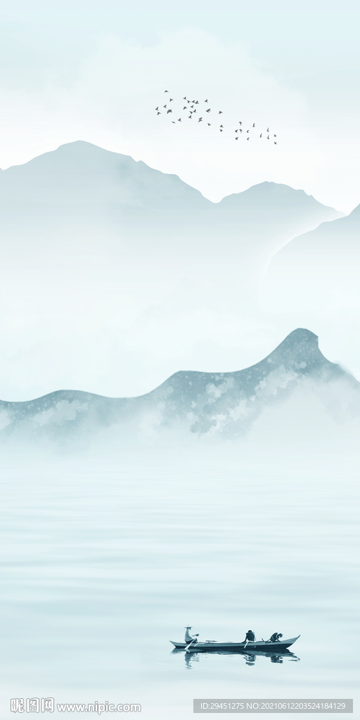 高清 玄关唯美山水 分层文件 