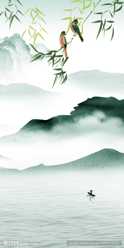 大气唯美山水玄关 文件分层 