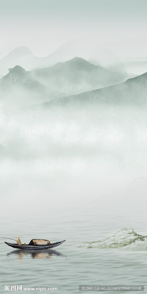 中式唯美山水玄关 文件分层 