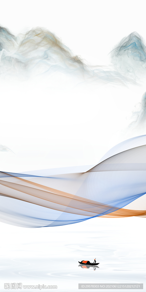 大气现代玄关山水 文件分层 