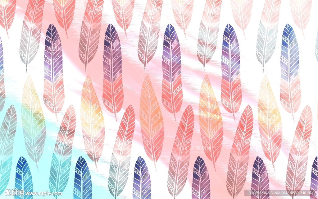 现代抽象羽毛线条背景墙画