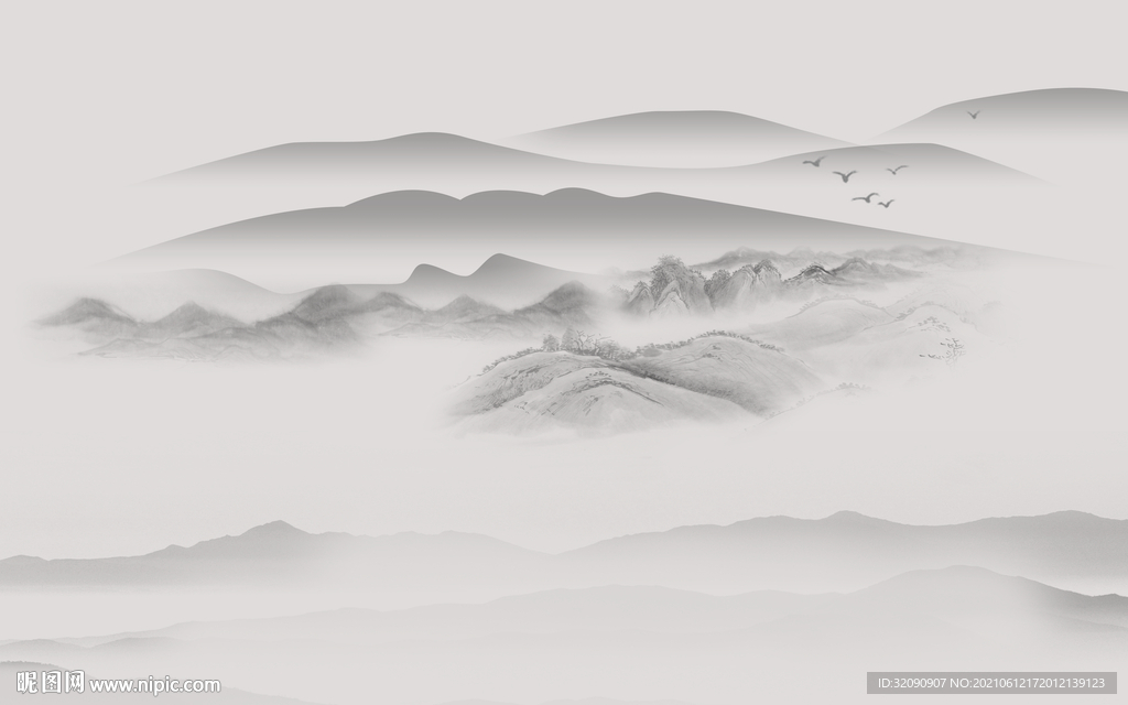 禅意山水背景墙