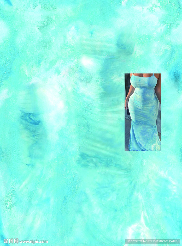 扎染数码印花兰色