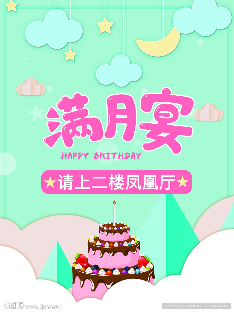 宝宝满月宴生日宴请引导牌