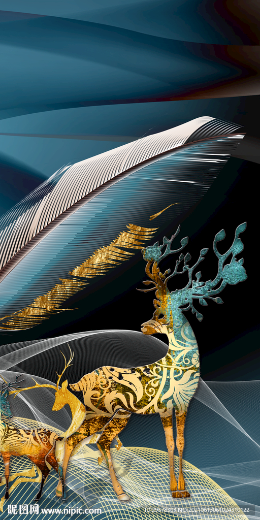 高档 现代玄关山水 文件分层 