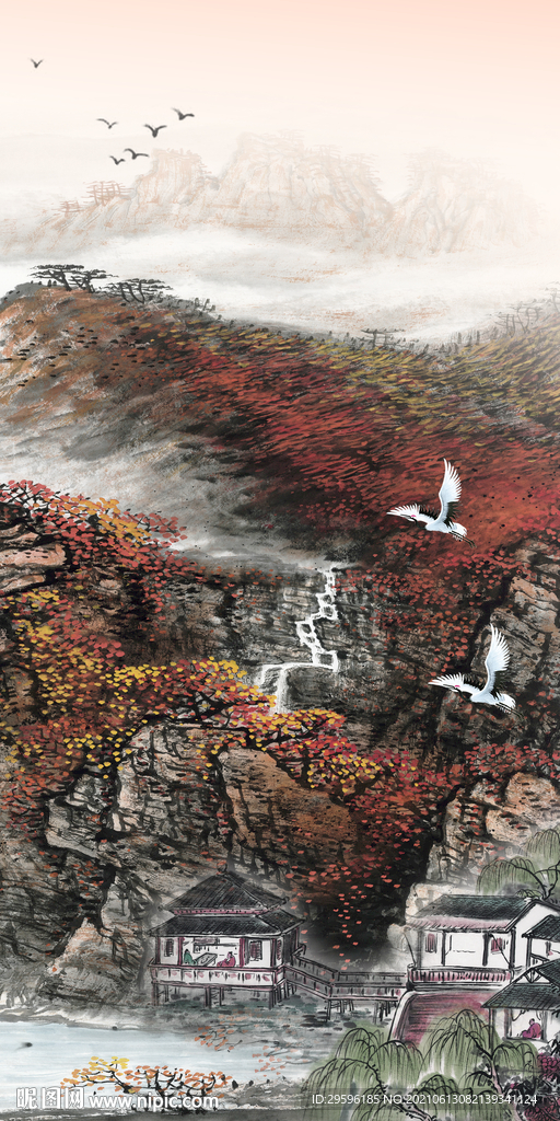 国画山水新画 tif玄关分层