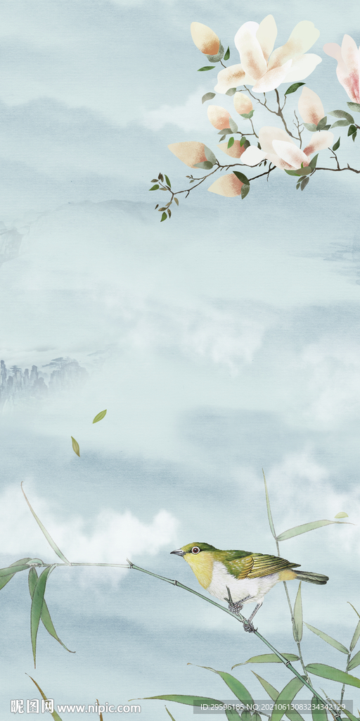 花鸟 玄关新画 tif文件分层