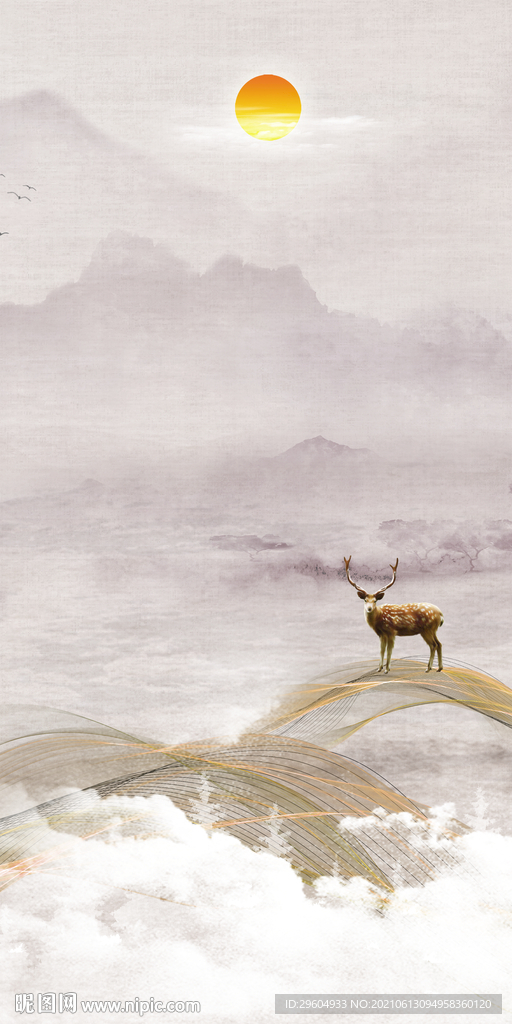 麋鹿玄关新画 TIF分层