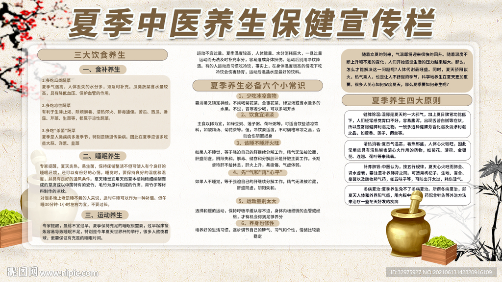 夏季中医养生保健知识宣传栏