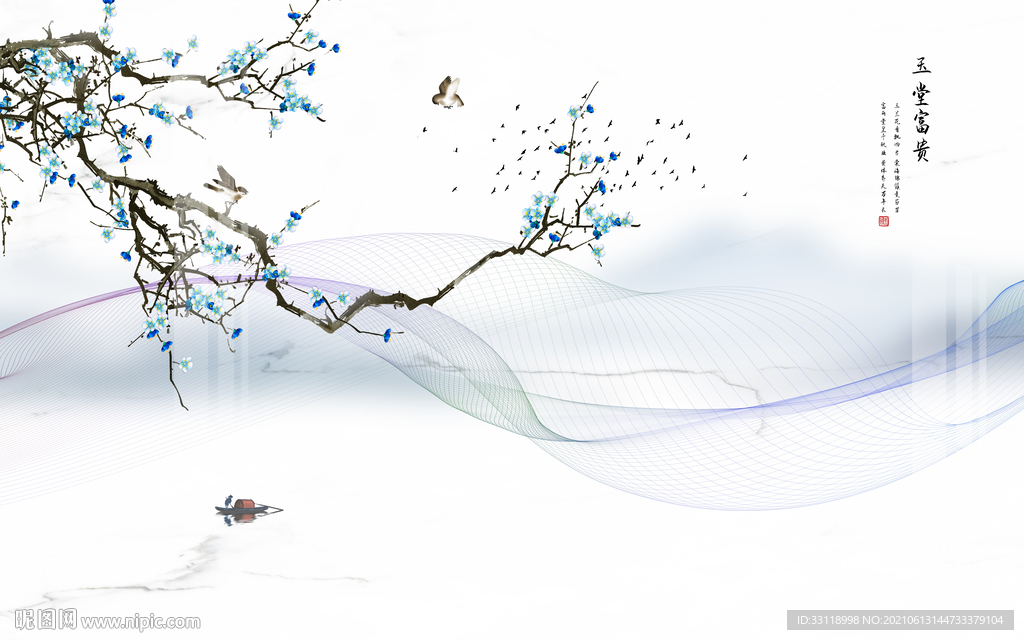 新中式水墨山水背景墙