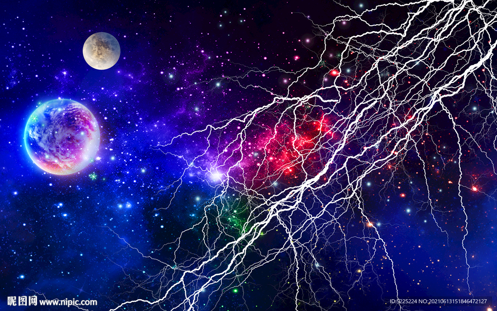 闪电星空