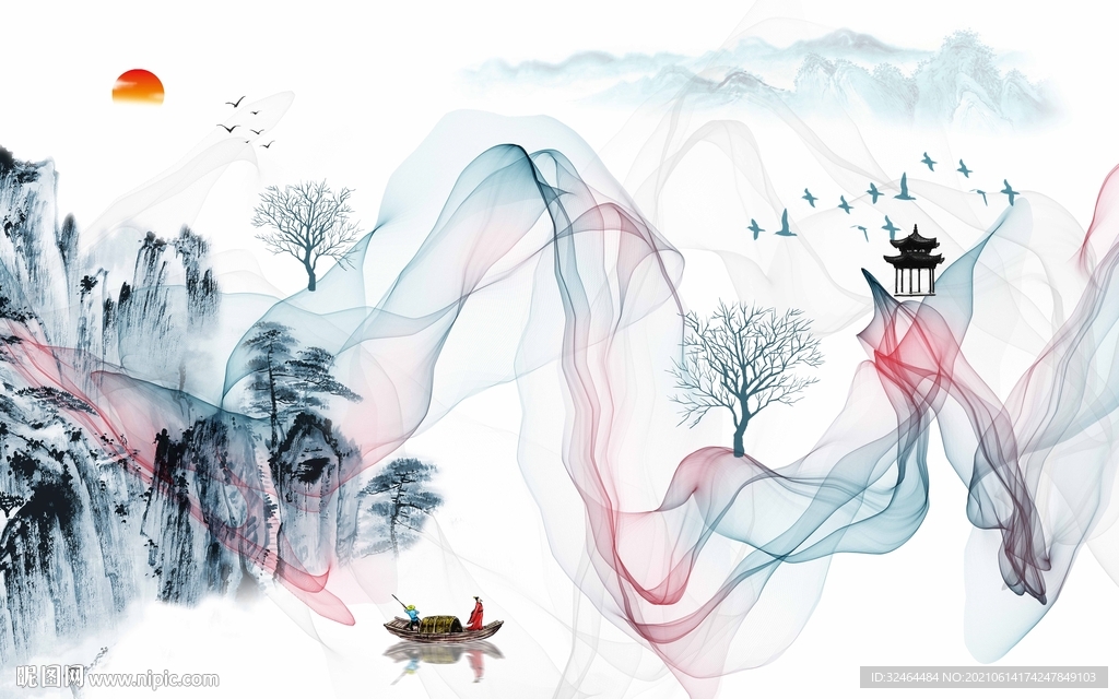 轻奢抽象写意山水