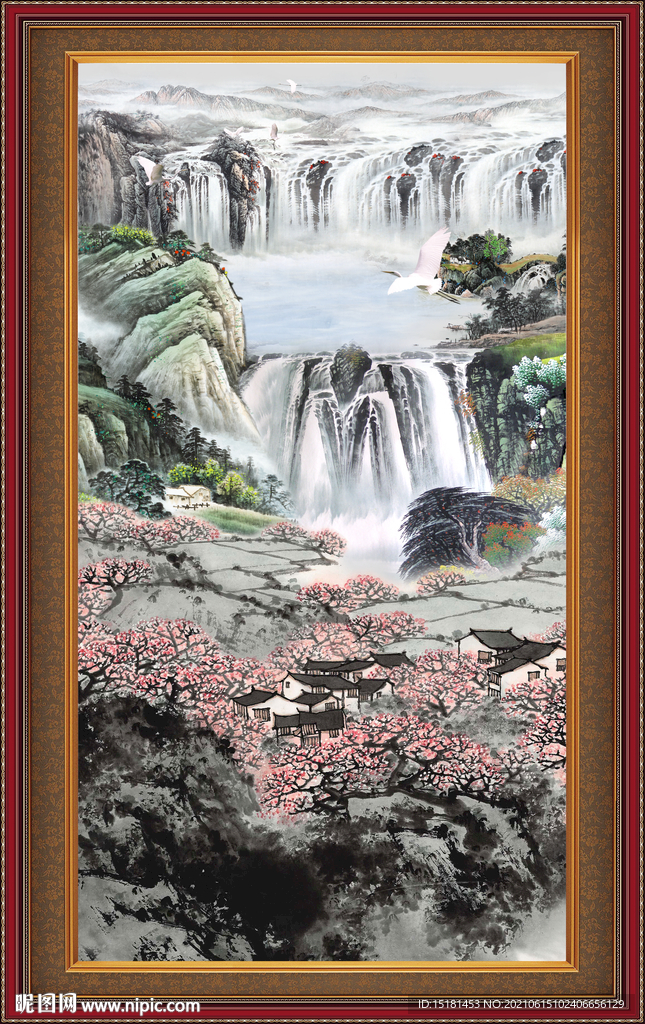 竖幅山水画 