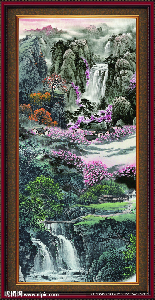 竖幅山水画 