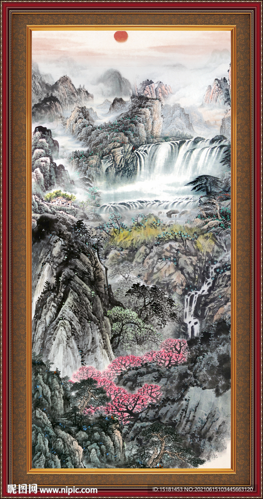 竖幅山水画 
