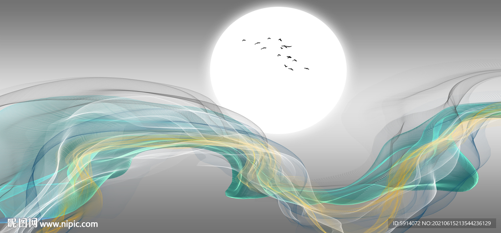 装饰画 晶瓷画 线条 月亮