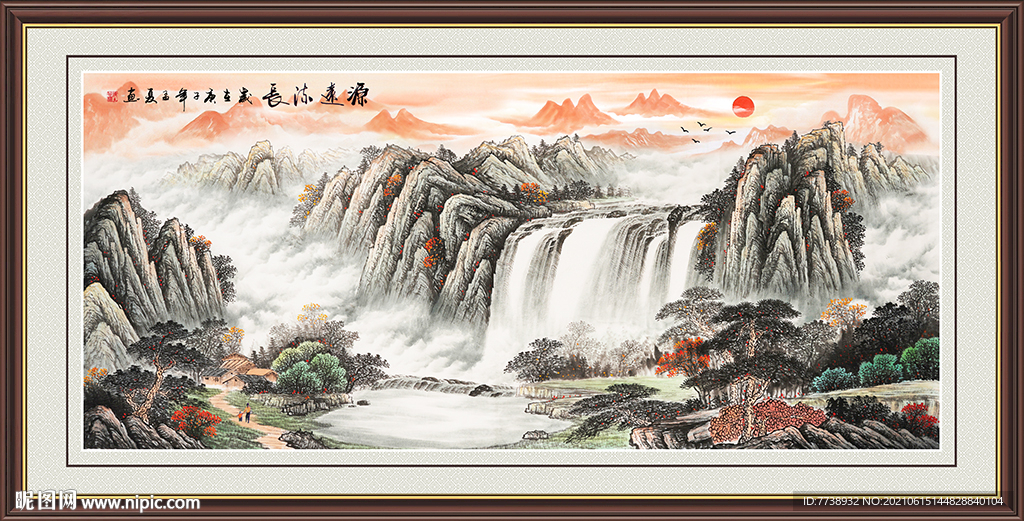 旭日东升 山水画