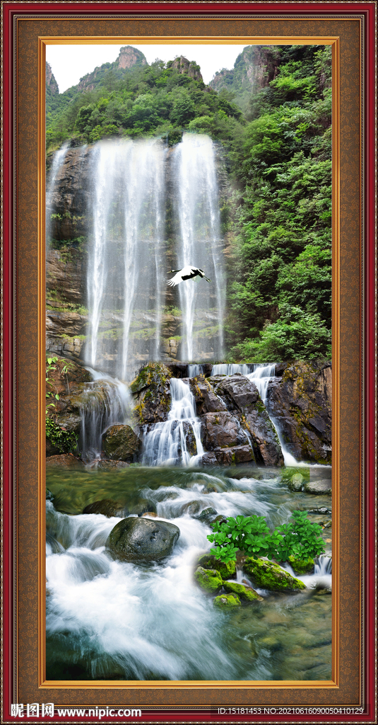 瀑布背景画 
