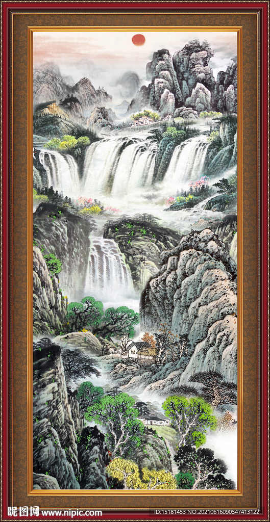 国画瀑布 