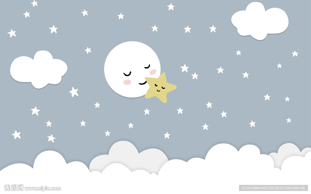 卡通星星月亮儿童画