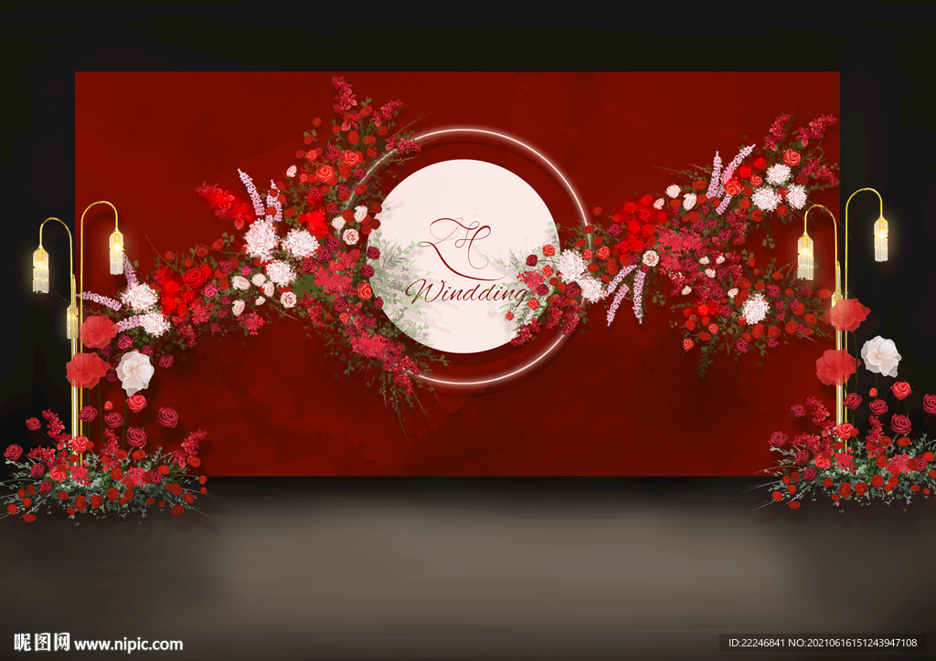 新中式婚礼背景效果图