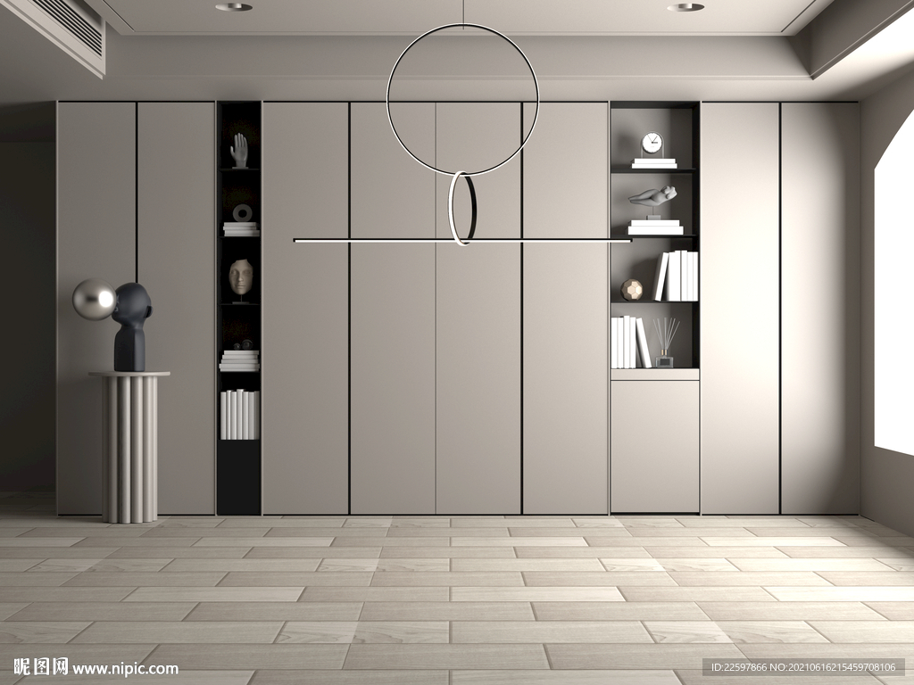 现代书房  空场景  轻奢简约