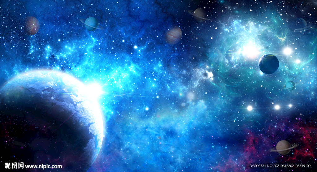 太空星球蓝色背景