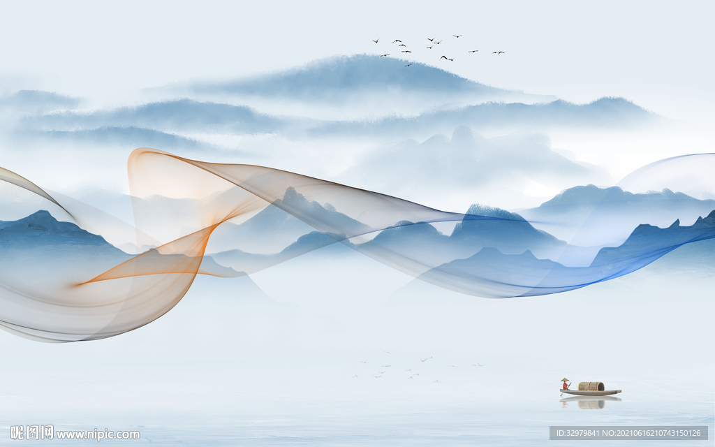 大气唯美客厅山水 TIF分层