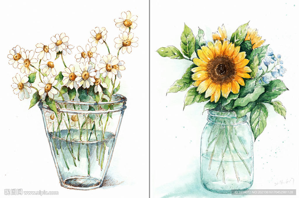 装饰画 晶瓷画 菊花 花瓶