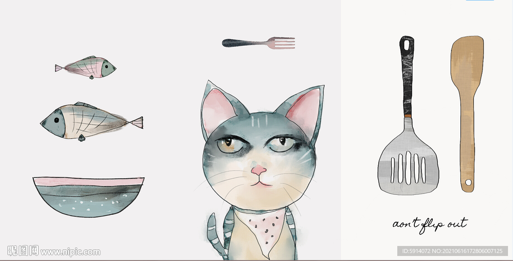 装饰画 晶瓷画 猫 鱼