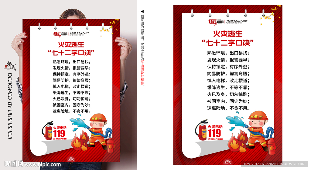 火灾逃生七十二字诀海报