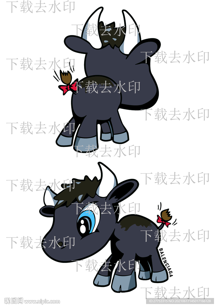 小牛  印花