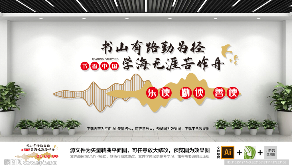 学校读书阅读文化墙图片