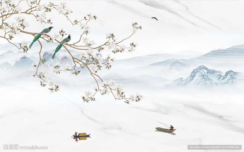 新中式山水背景墙