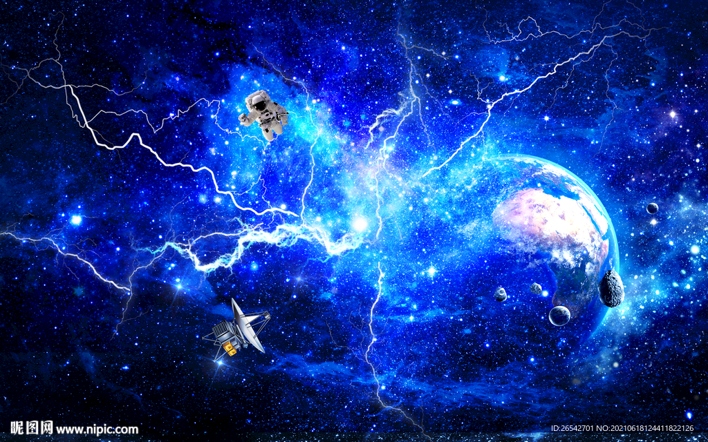 闪电星空