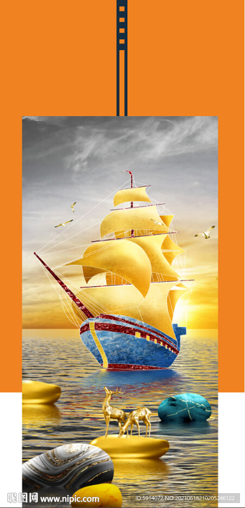 装饰画 晶瓷画 帆船