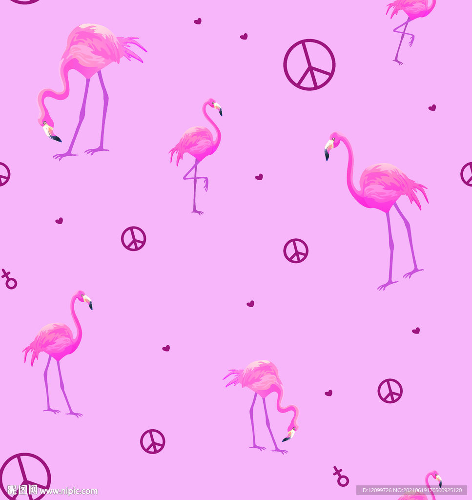 火烈鸟数码印花高清