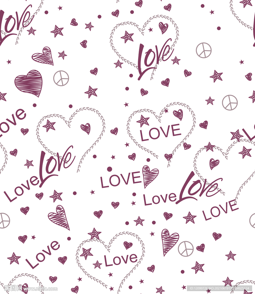 大牌数码英文心形花数码印花