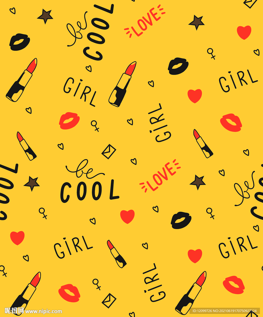 黄色组唇篙印花