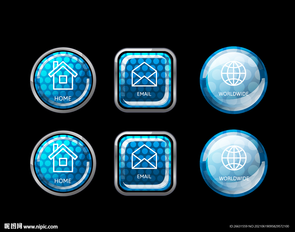 彩色质感水晶按钮